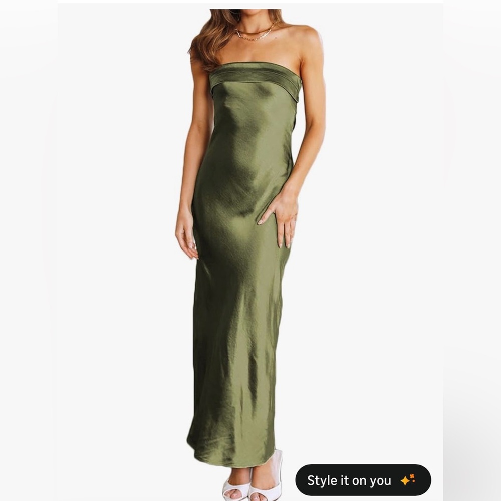 Olive Green Satin Dress
